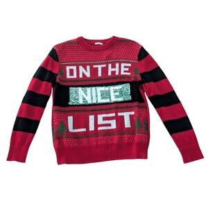 Kids Flip Sequin Naughty or Nice Ugly Christmas Sweater size 7